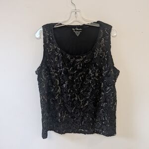 By Chico's Black Sleeveless Sequin Lace Blouse